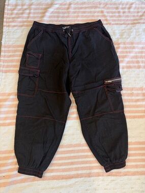 Hot Topic Black Cargo Jogger Pants Goth